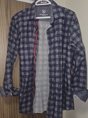 Bugatchi Dark Prrple & White Plaid Button-Up Shirt XL